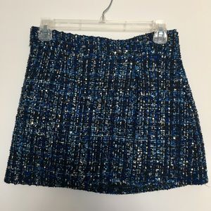 Forever21 Blue Sequined Tweed Skirt, Size S